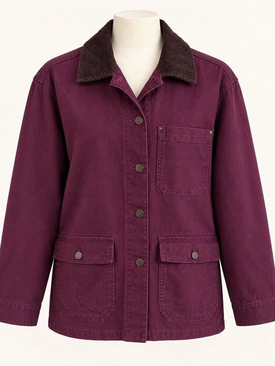 Scotch & Soda Jackets & Blazers - Scotch & Soda Plum Utility Burgundy Jacket with Dark Corduroy Collar